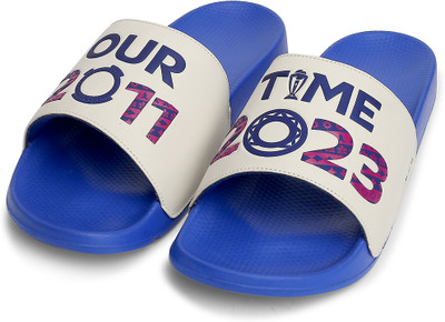 Chupps Men ICC Two Stories Blue/White Men's Comfortable Slides & Flip Flop Slides(White, Navy, Purple , 7)