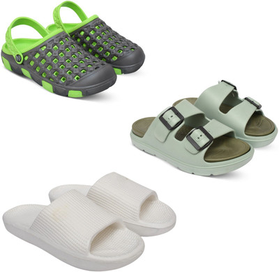 Acorn Men Slides(Green, Olive, White , 6)