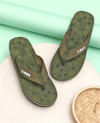 CIBEK Men Flip Flops(Green , 8)