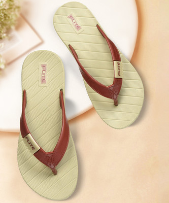 FLITE Women Flip Flops(Green, Maroon , 4)
