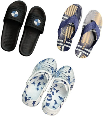 BLIBBERS Men Slippers(Black, Blue, Multicolor , 8)