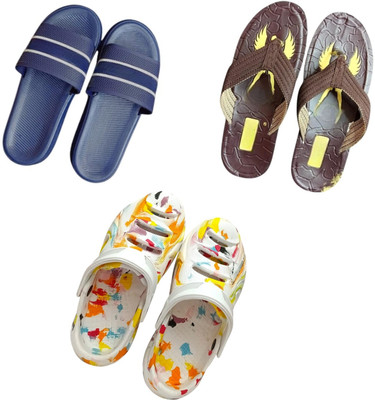BLIBBERS Men Slippers(Blue, Brown, Multicolor , 7)