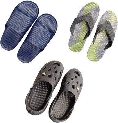 BLIBBERS Men Slippers(Navy, Grey, Black , 9)