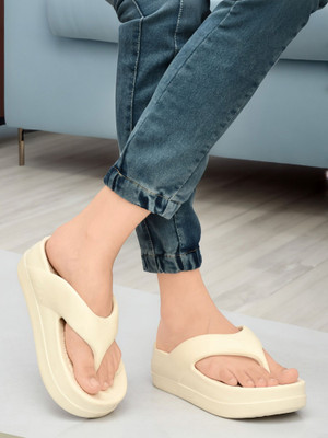 Deals4you Women Flip Flops(Off White , 3)
