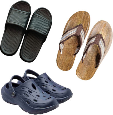 BLIBBERS Men Slippers(Black, Brown, Navy , 8)