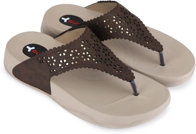 VRINDHA Women Flip Flops(Brown , 4)