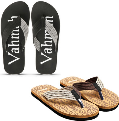 VAHMAH Men Slippers(Black, Tan, Brown , 9)