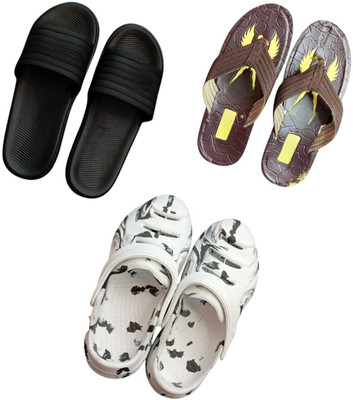 BLIBBERS Men Slippers(Black, Brown, White , 9)