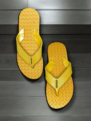 DASHNY Men Flip Flops(Yellow , 7)