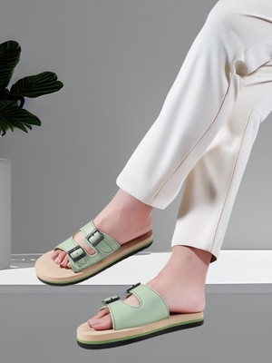 TWO SOFT Women Fancy Stylish Slipper| Comfortable Lightweight| Dailywear|Super Soft Slippers(Green , 7)