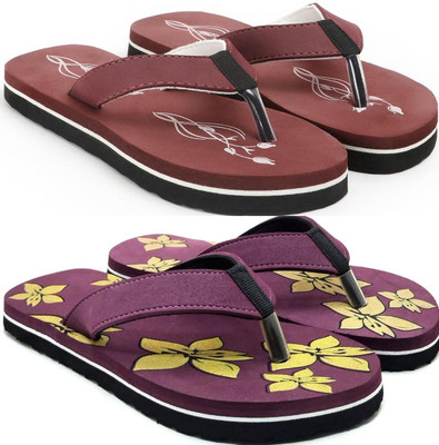 VAHMAH Women Slippers(Maroon, Purple , 5)