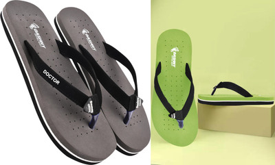 DASHNY Women Flip Flops(Purple, Green , 7)