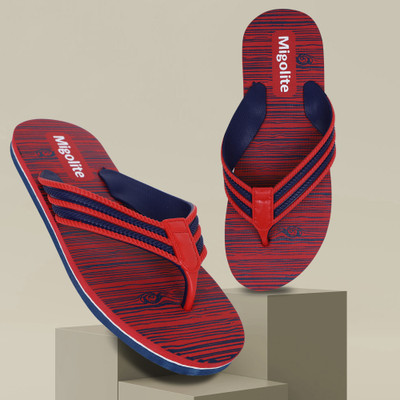 MIGOLITE Men Migolite Mens Flip Flops with Unique Wood Print Design |& Stylish Slippers(Red , 10)