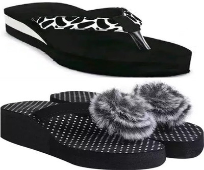 parasmisti Women Slippers(Black , 6)