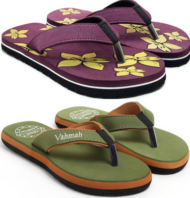 VAHMAH Women Slippers(Purple, Green , 5)