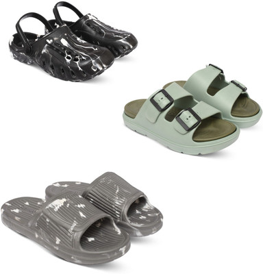 Acorn Men Slides(Black, Olive, Grey , 7)