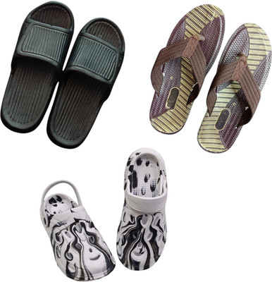 BLIBBERS Men Slippers(Black, Brown, Off White , 9)