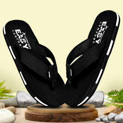 easywear Men Flip Flops(Black , 6)