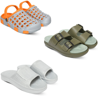 Acorn Men Slides(Orange, Olive, White , 7)
