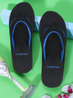 TREATTOES Women Women's House Slipper Ortho Care Dr Orthopaedic Diabetic Comfortable MCR Flat Flip Flops(Black, Blue , 5)