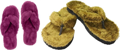 rexizone Women Flip Flops(Green, Purple , 7)