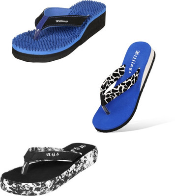 Hillings Women Flip Flops(Multicolor , 6)