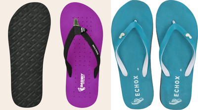 DASHNY Women Flip Flops(Purple, Blue , 7)