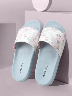 Dressberry Women Slides(Purple, Blue , 8)
