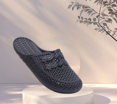 Shoe Island Women Slides(Navy , 8)