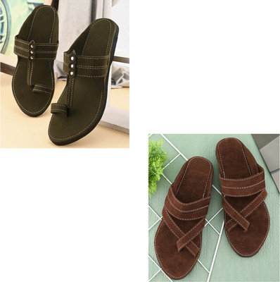rajeraj Men Sandals(Olive, Tan , 9)