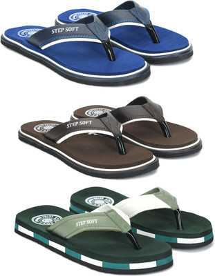 Stepsoft Men Slippers(Blue, Brown, Green , 9)