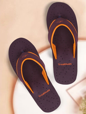 TREATTOES Women Comfort Stylish Ortho Care Orthopedic Daily Use Lightweight House Slippers Flip Flops(Orange , 8)