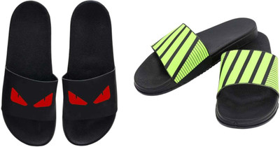 nvisan Men Slides(Green, Red , 9)