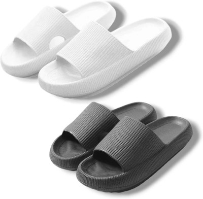 Dee Rook Men Slides(White, Black , 6)