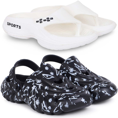 Pampy Angel Men Slippers(White, Black , 8)