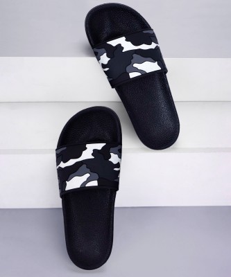 aadi Men Men's White Synthetic Leather Daily Casual Slider Slides(White, Black 10)