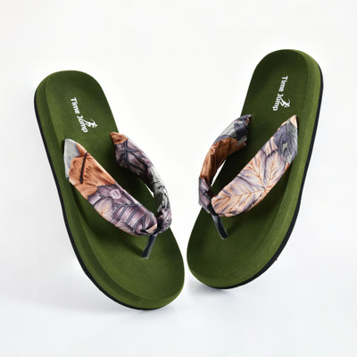 Time Jump Women Flip Flops(Green , 5)