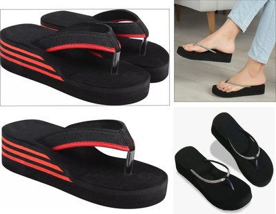 JMPW SPORT Women Slippers(Black , 4)