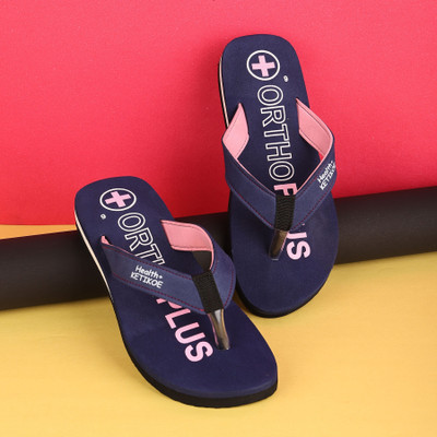 WALKUM Women Flip Flops(Navy , 6)