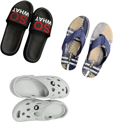 BLIBBERS Men Slippers(Black, Blue, Off White , 7)