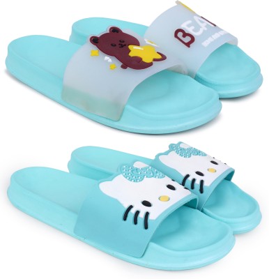 KAPYANSH Women Slides(Blue, Blue , 8)