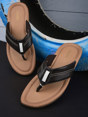 LIBERTY Men Coolers CAROL Slipper Flip Flops(Brown, Black , 8)