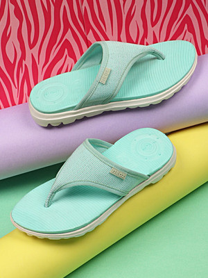 Neoz Women Levirex Lightweight with Arch Support Durable Anti-Skid & Stylish Dailywear| Flip Flops(Green , 4)