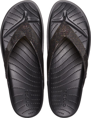 CROCS Women Women's Crocs Splash Glitter Flip Flops(Black , 9 UK/India)