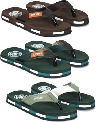 Stepsoft Men Slippers(Brown, Green, Green , 10)