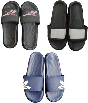 BLIBBERS Men Slides(Black, Grey, Blue , 7)