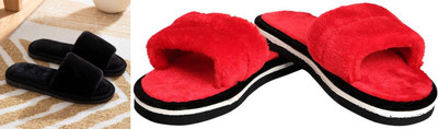 rexizone Women Flip Flops(Grey, Red , 5)