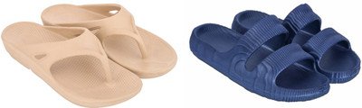 Radhira Men Slippers(Beige, Blue , 8)