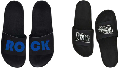 nvisan Men Slides(White, Blue , 9)