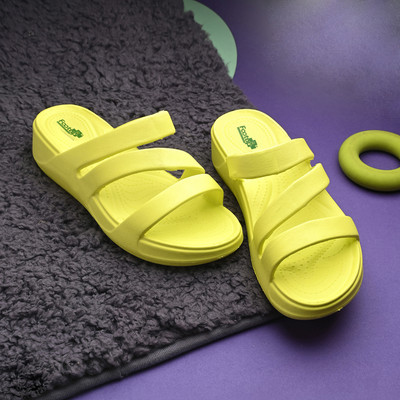 Footup Women NewlyLaunch|Classic Ultra Soft|Cushion|Comfortable|Premium|Stylish Slides(Yellow , 8)